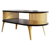 COUCHSITCH Roenni Oval Gold - Goldfarben/Schwarz, Holzwerkstoff/Metall (100/50/44cm) - MIRJAN24