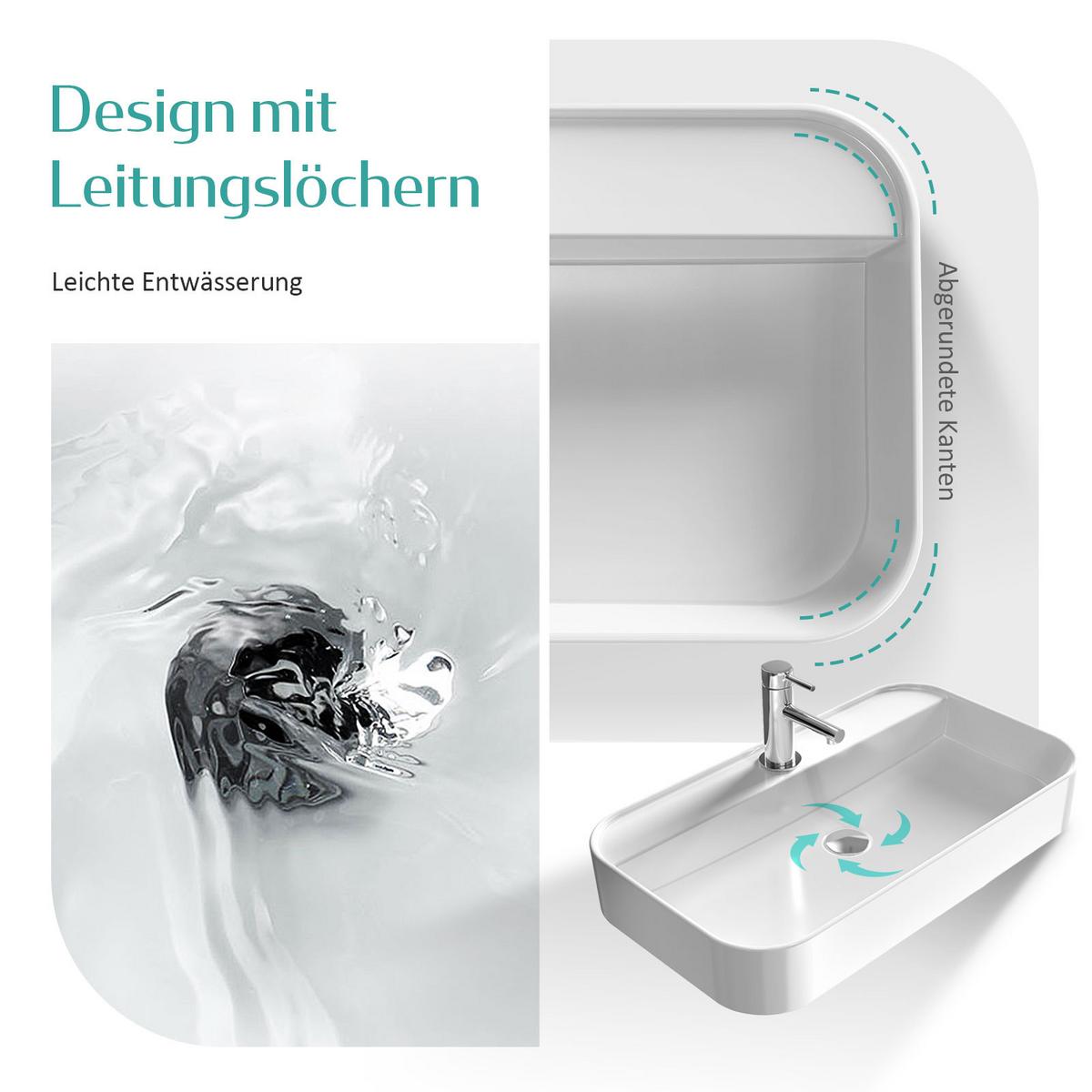 WASCHBECKEN Eickg Weiß 50 / 40 / 11 cm - Weiß, Keramik (50.2/11/40.1cm) - EMKE
