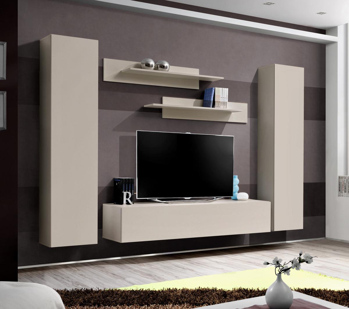 WOHNWAND Kaschmir 5-teilig 260 cm, Schrankwand hängend mit Push-to-Open - Kaschmir, Holzwerkstoff (260/170/40cm) - Inn.Furn