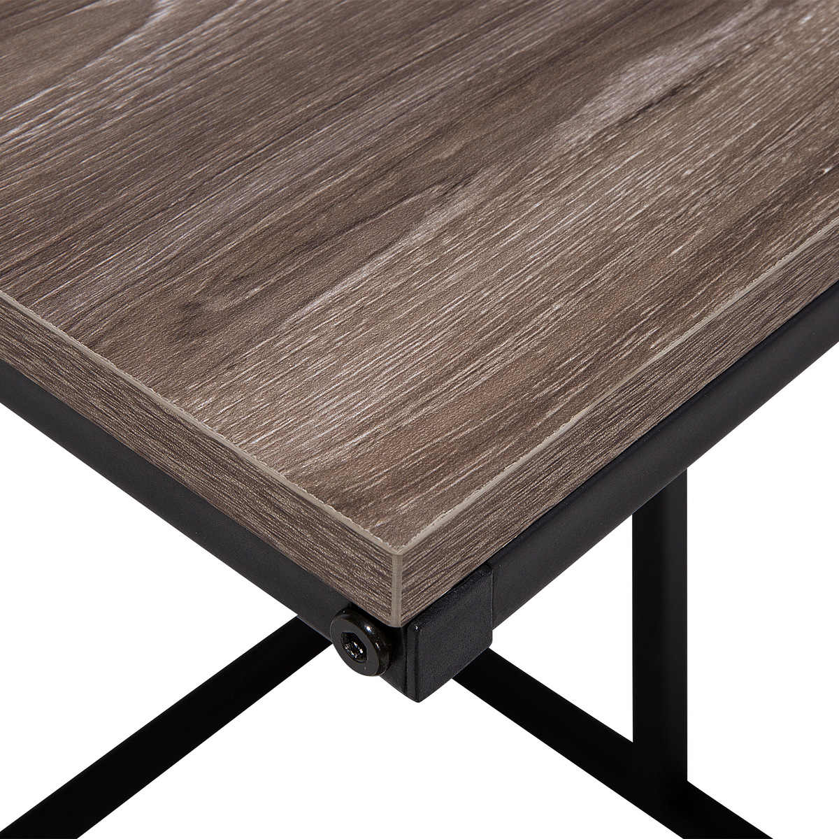 BEISTELLTISCH Holzoptik taupe quadratisch 40/40 cm Troy - Dunkelbraun/Schwarz, Holzwerkstoff (40/40/61cm) - Beliani