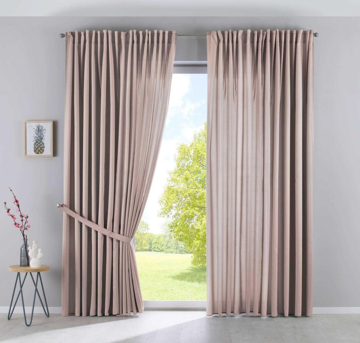 SCHLAUFENGARDINE 2ER SET »Jena« HxB 250x300 cm Taupe - Taupe, Textil (300/250cm) - Gardinenbox