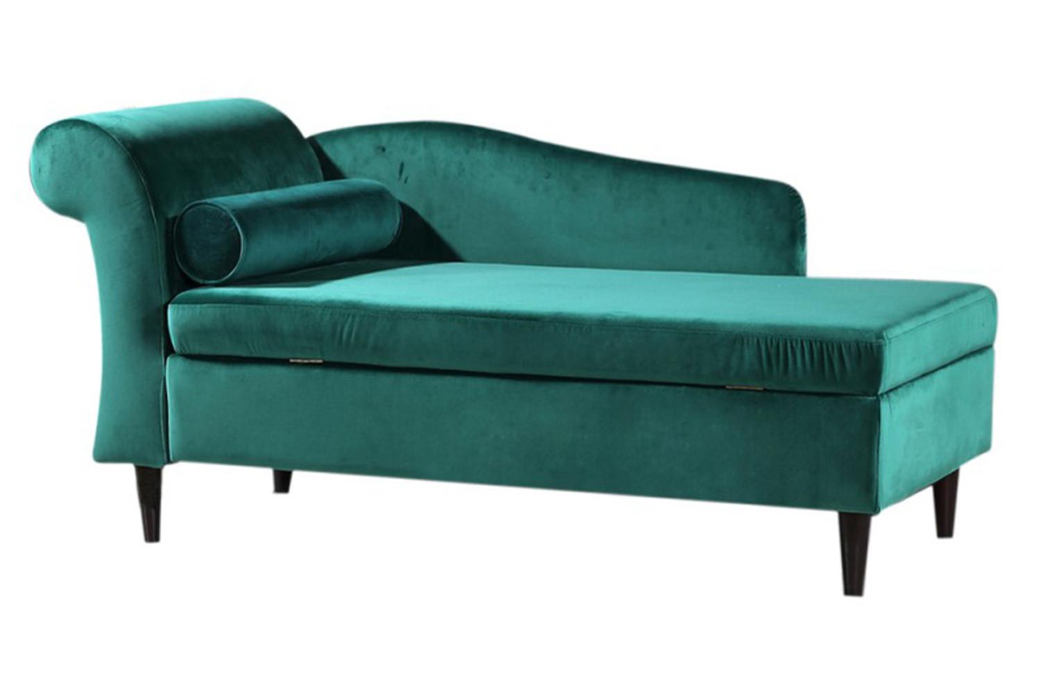POLSTERLIEGE SARAH Grün Velvet - Anthrazit/Schwarz, Textil (163/77/73cm) - KAWOLA