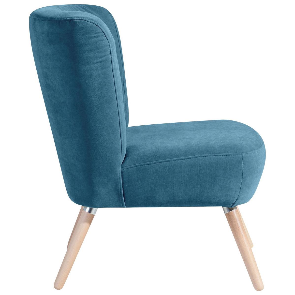 SESSEL Kassi Bezug Veloursstoff Buche natur / petrol - Blau, Kunststoff (69/80/68cm) - 58aufmkessel