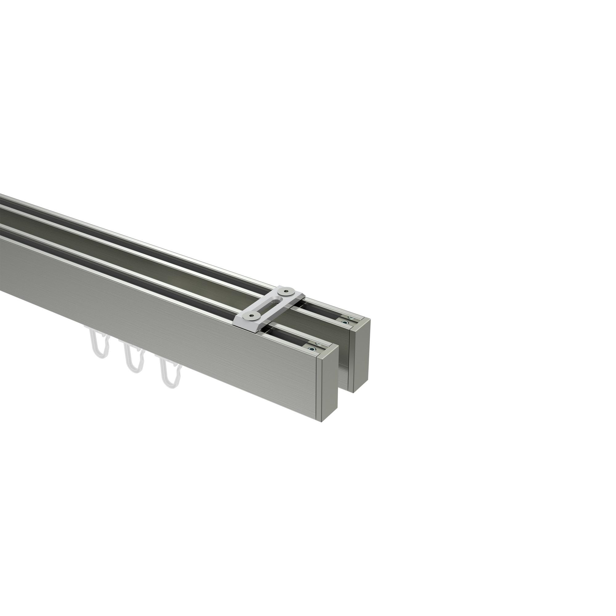 GARDINENSTANGE INNENLAUF Smartline Paxo 540 cm (geteilt in 3 x 180 cm), 2-läufig, 14x35 mm Edelstahl-Optik - Edelstahlfarben, Metall (540cm) - INTERDECO