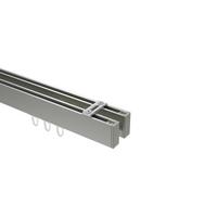 GARDINENSTANGE INNENLAUF Smartline Paxo 540 cm (geteilt in 3 x 180 cm), 2-läufig, 14x35 mm Edelstahl-Optik - Edelstahlfarben, Metall (540cm) - INTERDECO