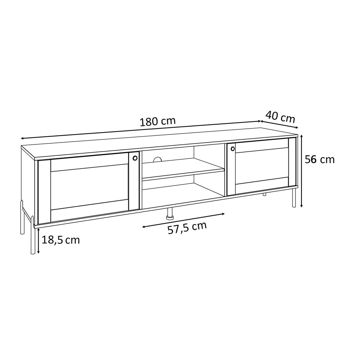 TV-ELEMENT VIENNA 3D mit Wiener Geflechtimitation / Schwarz - Schwarz, Holzwerkstoff (180/56/40cm) - Lookway