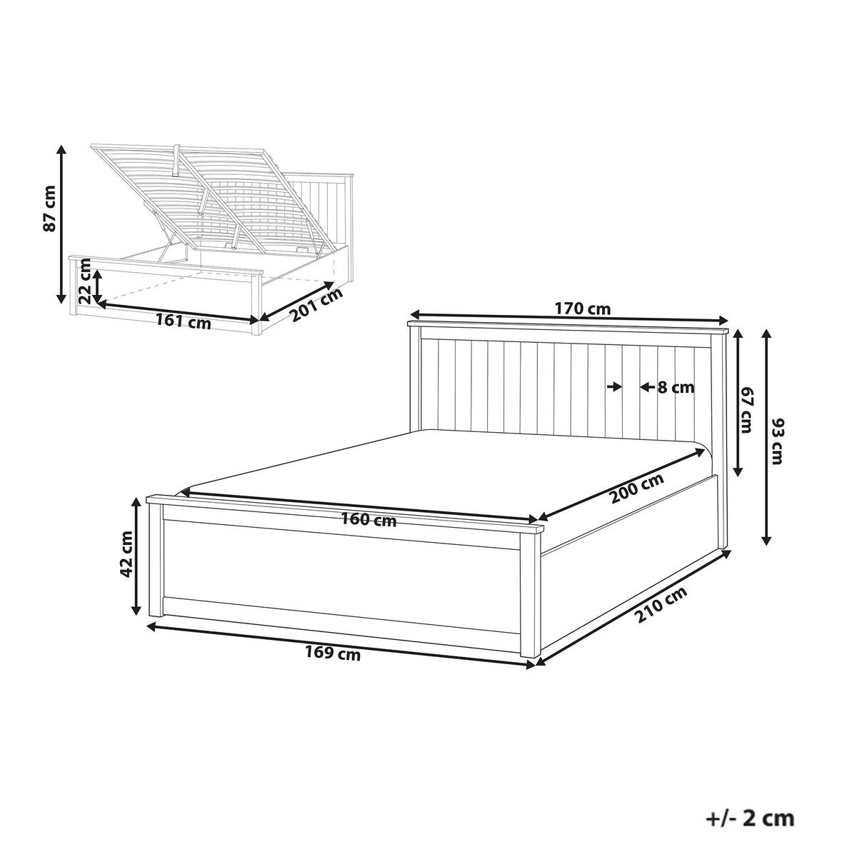 BETT mit Stauraum 160/200 Kiefernholz Weiß Lambres - Weiß, Holz (160/200cm) - Beliani