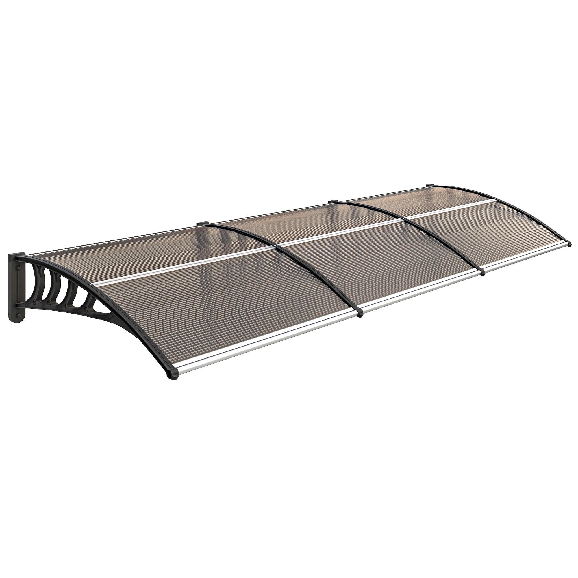 PULTVORDACH Polycarbonate Aluminium Braun Schwarz - Schwarz, Kunststoff/Metall (96/27/303cm) - Outsunny