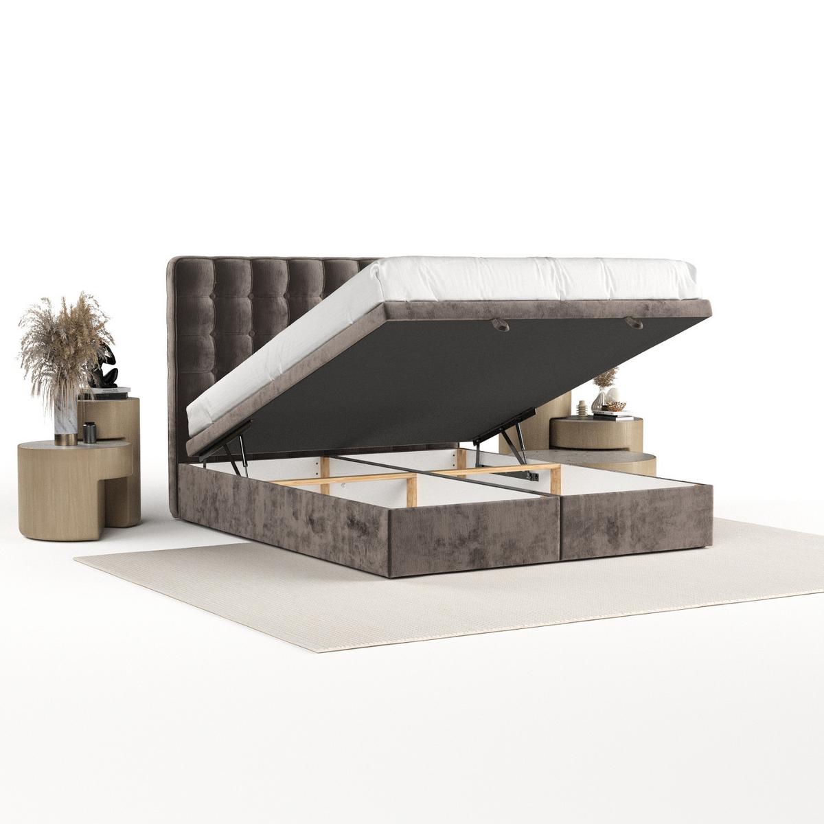 POLSTERBETT Celestia mit Stauraum 140/200 cm Braun im Lotta Stoff - Schwarz/Braun, Holz/Holzwerkstoff (140/200cm) - AltaBeds