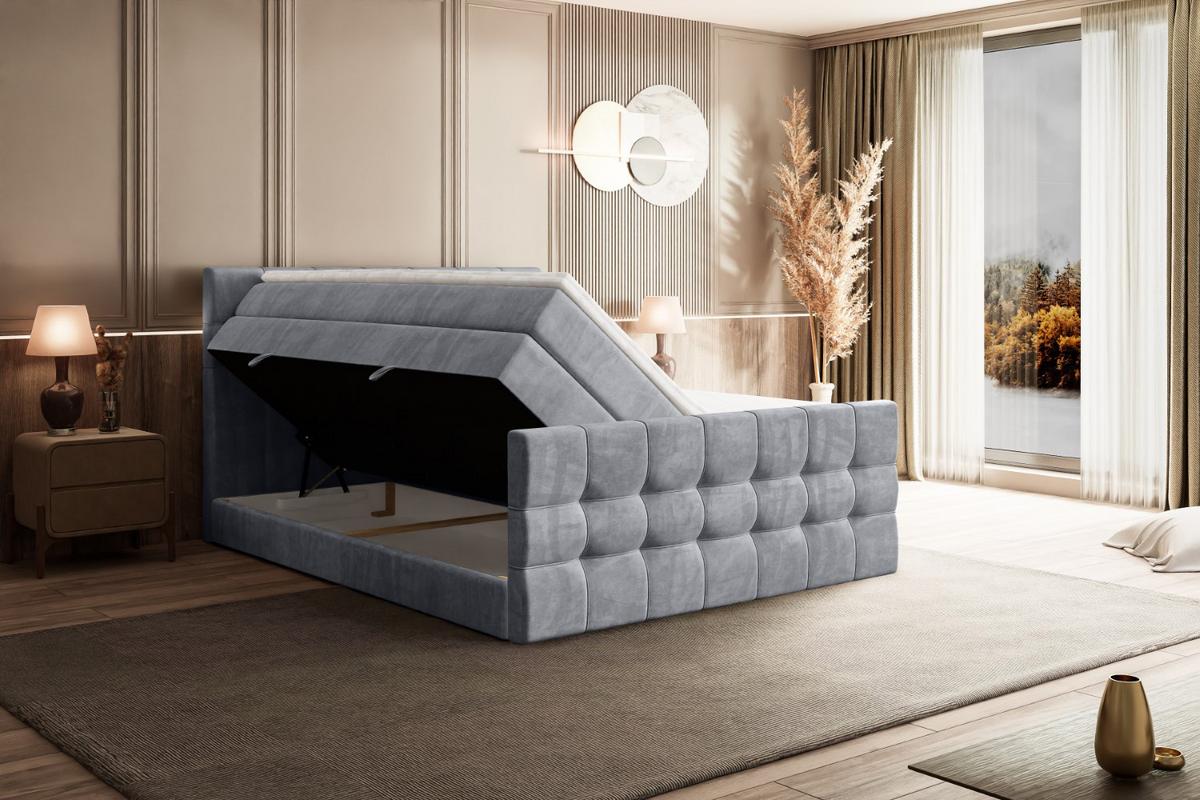 BOXSPRINGBETT BERO-Z KING - 180 x 200 - H3/H4 - Hellgrau - Hellgrau, Holzwerkstoff (180/200cm) - ALTDECOR