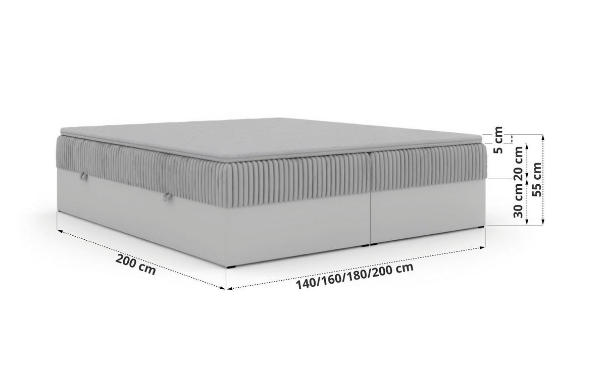BOXBETT NORDIC ZERO 160/200 - Braun Cord - Topper T25 - H3 - Schwarz/Braun, Kunststoff/Textil (160/200cm) - MKS