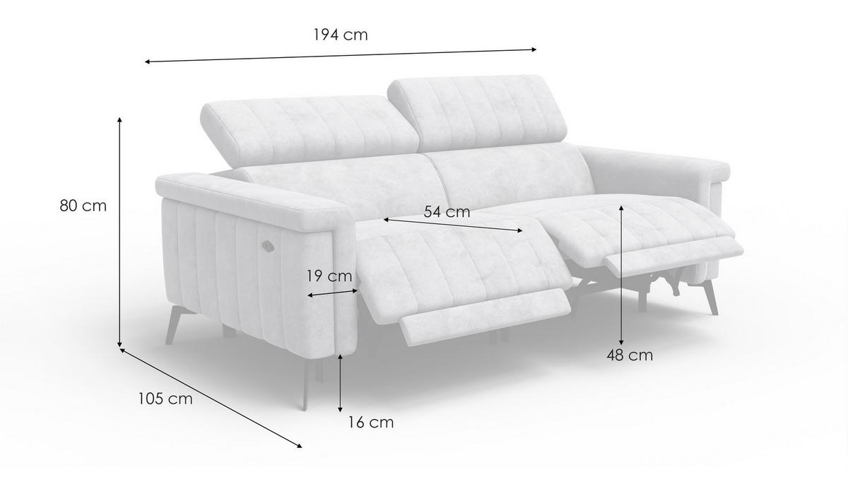 RELAXSOFA NORDEL 3-Sitzer, dunkelgrau - Dunkelgrau/Schwarz, Holz/Textil (194/80/105cm) - Wozimo