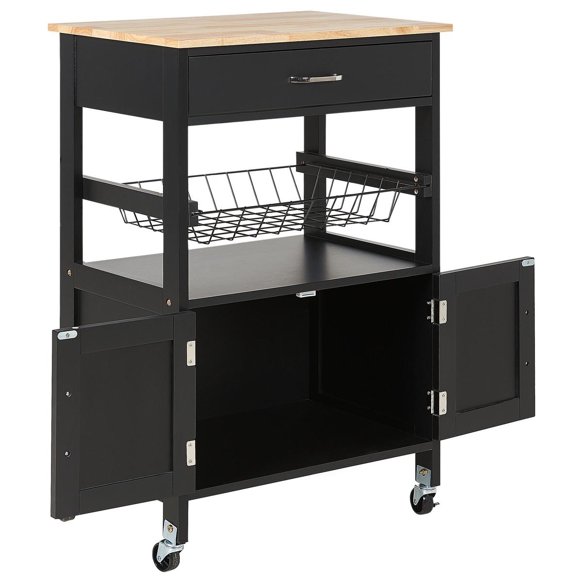 SERVIERWAGEN Schwarz Lugo - Schwarz/Braun, Holzwerkstoff (58/90/40cm) - Beliani