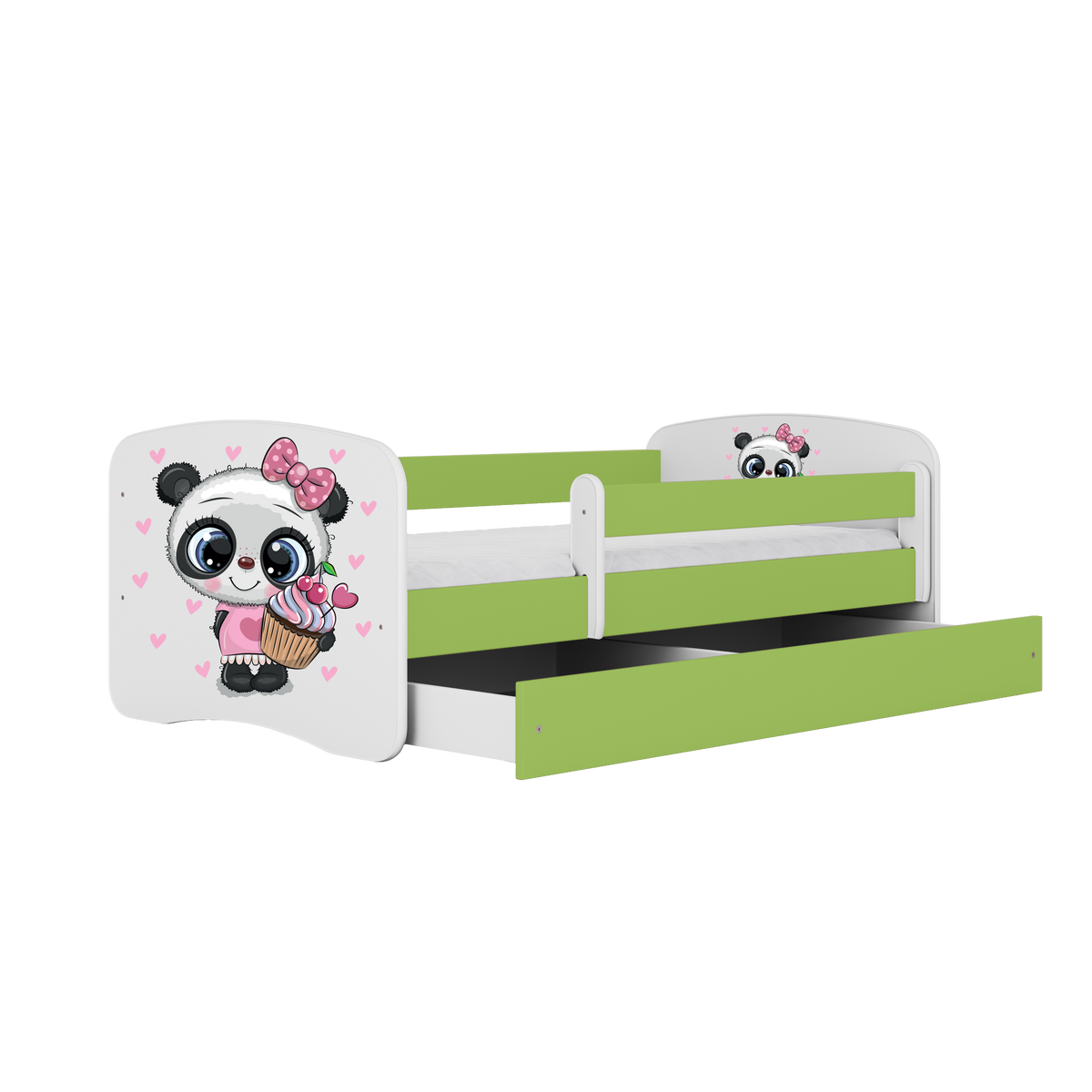 KINDERBETT Panda mit Schublade 180/80 90/61/184 - Grün, Holzwerkstoff (80/180cm) - RAUMHIRSCH FURNITURE