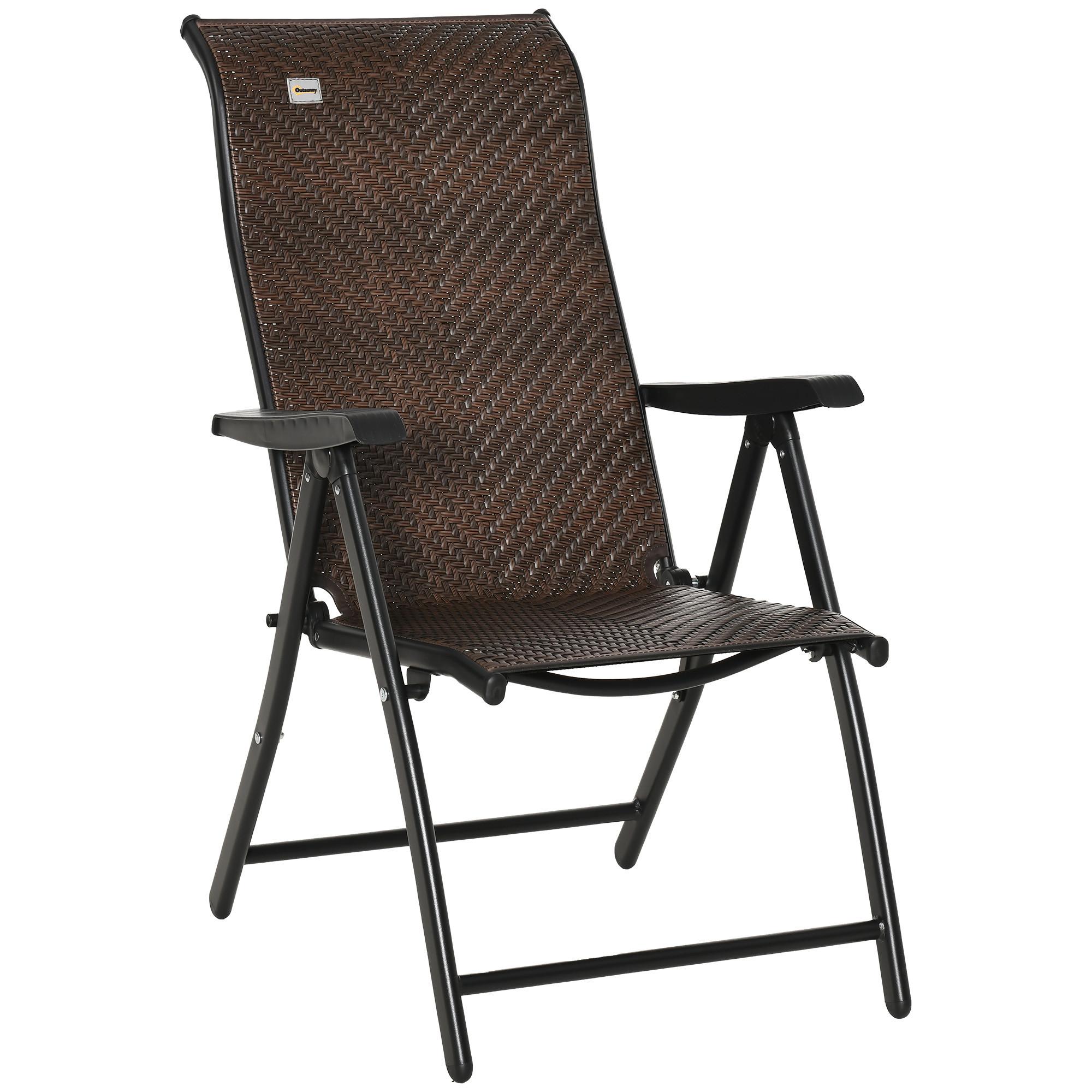 GARTENSTUHL, PE Rattan, Stahl, Braun - Braun, Metall (71/111/58cm) - Outsunny
