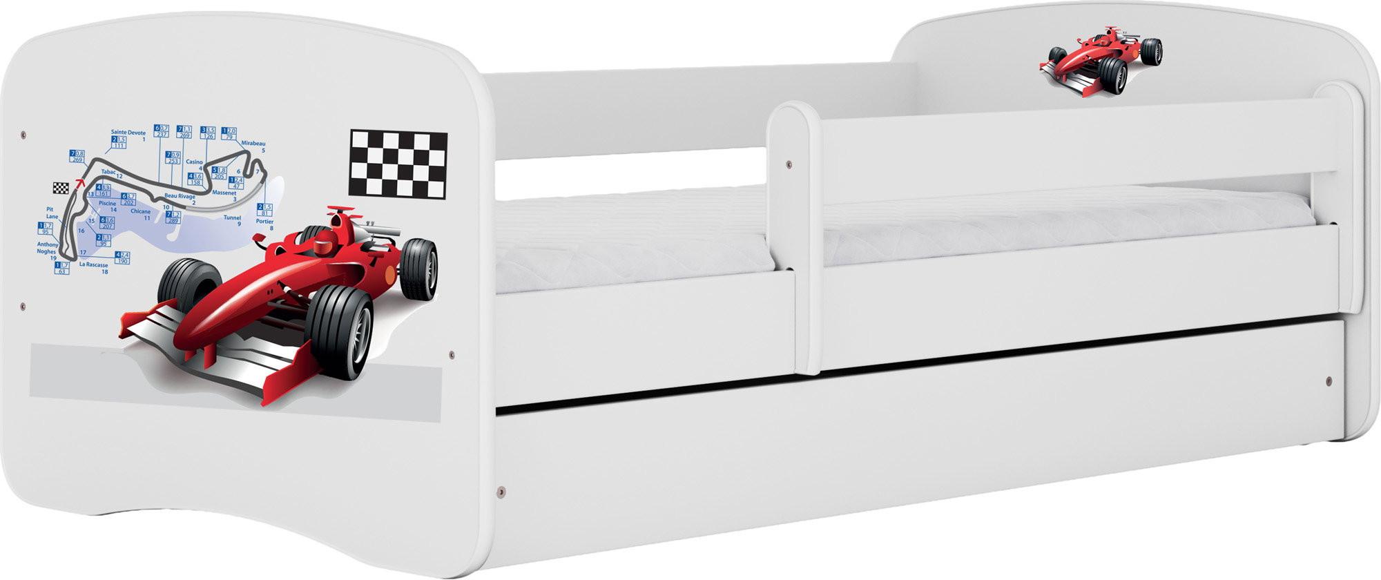 KINDERBETT Emily mit Schublade und Matratze, Weiß 80x180 cm - Kirschrot, Holzwerkstoff (180/80cm) - WFL GROUP