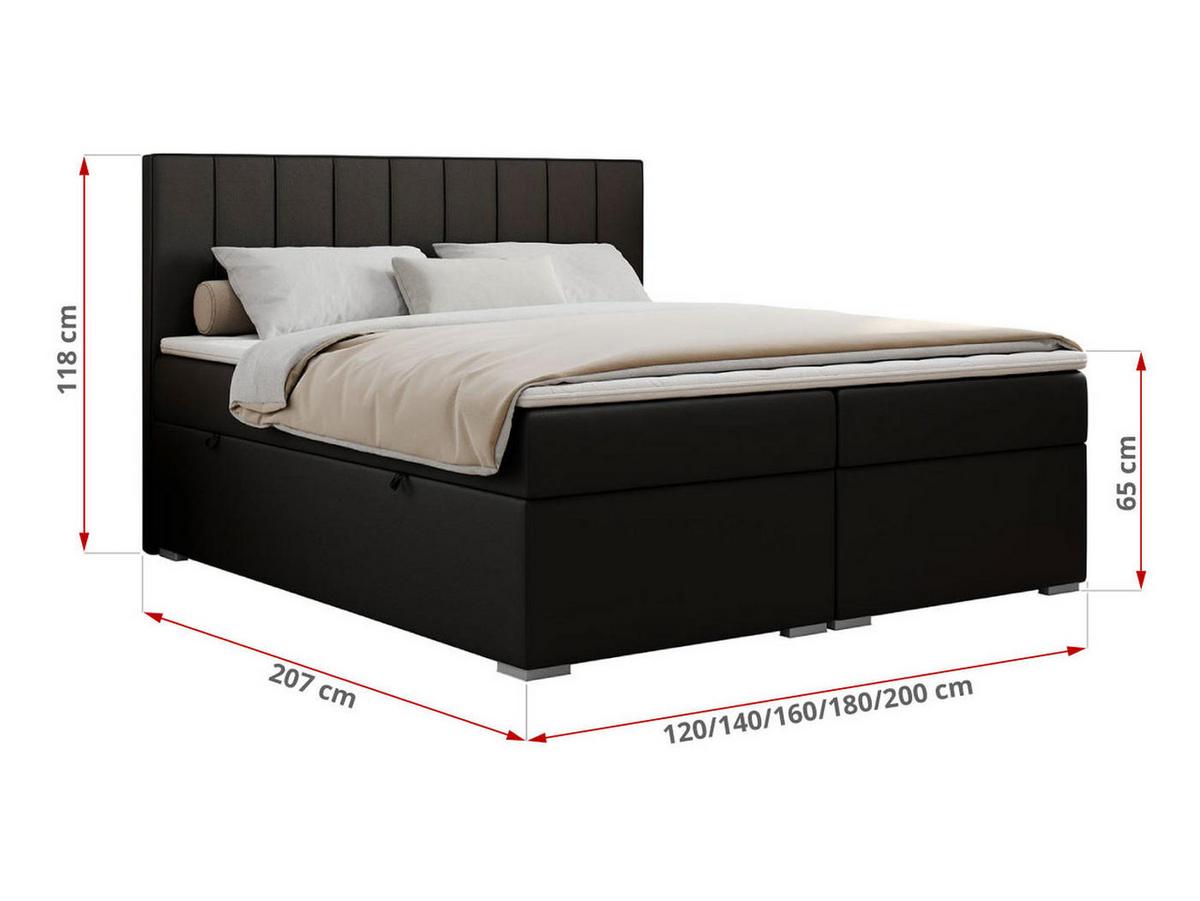 BOXBETT ALLY 160/200 Schwarz Kunstleder - H3 - Schwarz, Holz/Textil (160/200cm) - MKS