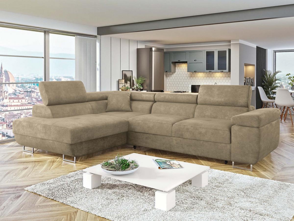 ECKSOFA Torezio, Seite: Links - Sandfarben, Holz/Textil (274/203cm) - MIRJAN24