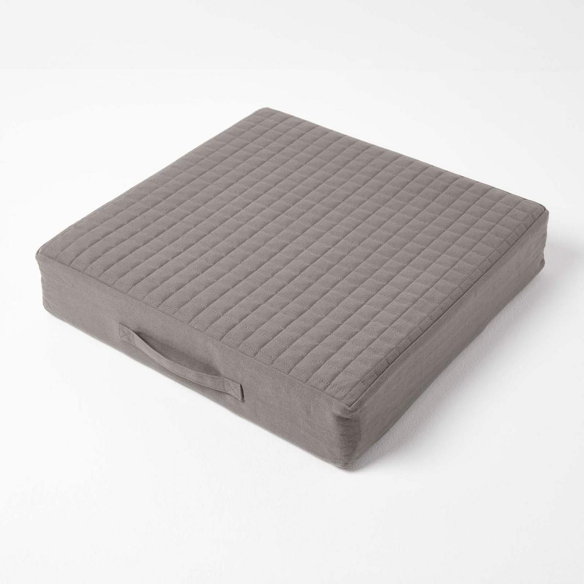 SITZKISSEN-BEZUG grau 50/50/10 – Kissenhülle wattiert, Baumwolle - Grau, Textil (50/50/10cm) - Homescapes