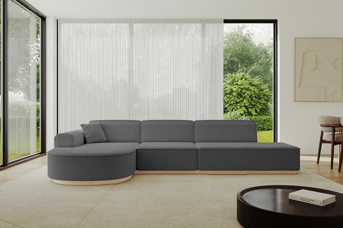 ECKSOFA Ottomane Links ARRIO-L2 - 328x171x83 cm Grau - Grau, Holzwerkstoff/Textil (328/171cm) - ALTDECOR