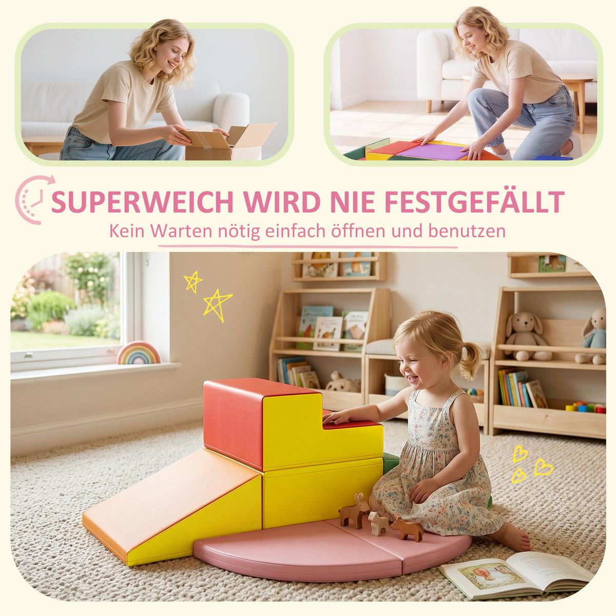 SCHAUMSTOFF-BAUSTEINE 6er Set PU EPE Mehrfarbig - Multicolor, Kunststoff (100/150cm) - HOMCOM