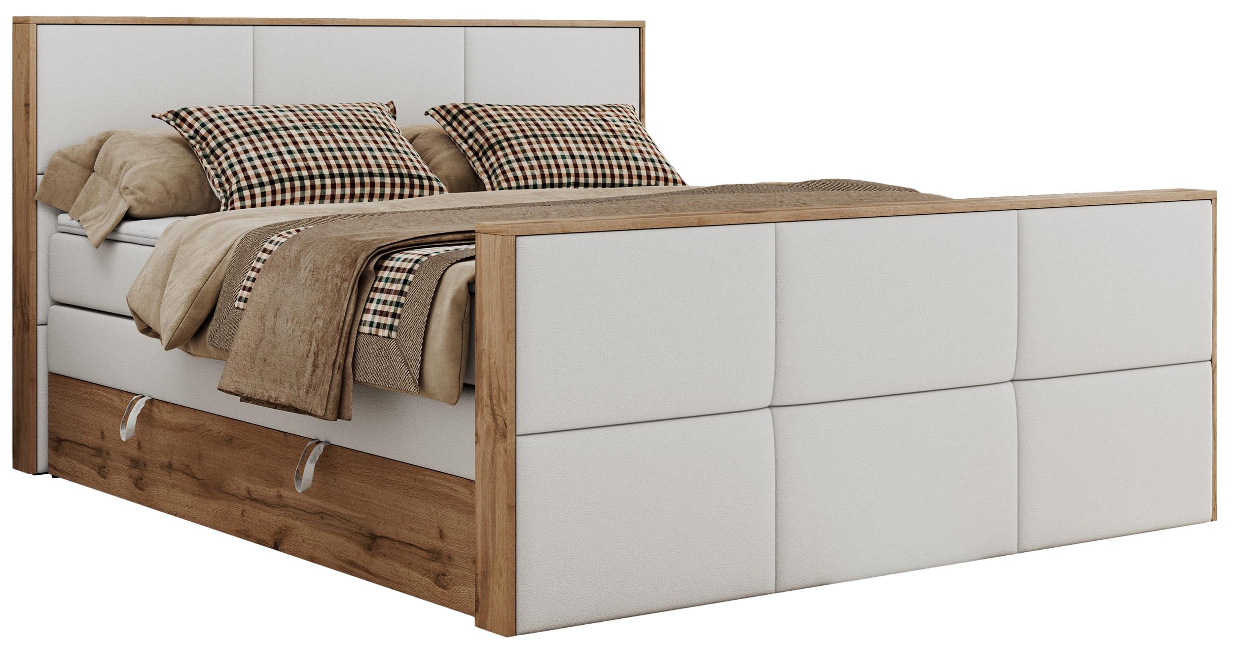 BOXSPRINGBETT ALBERO 2 KING DUO 120/200 Weiß Kunstleder - H4 - Weiß, Holz/Textil (120/200cm) - MKS