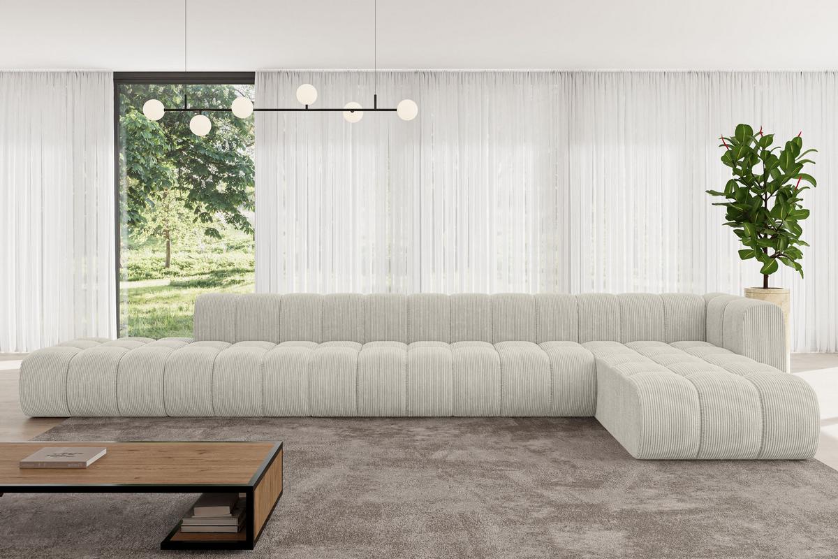 ECKSOFA modulares Sofa Zuvon-L3 - 478x177x70 cm Creme - Hellgrau/Creme, Holzwerkstoff/Textil (478/177cm) - ALTDECOR