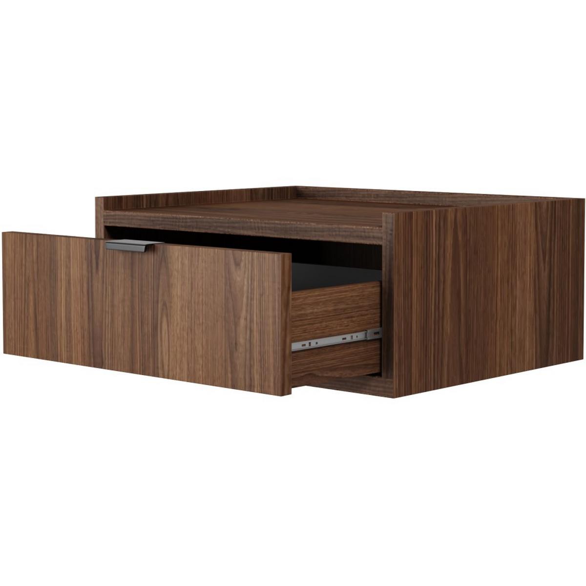 NACHTTISCH Evron mit 1 Schublade, Hängender, Walnuss - Walnussfarben/Schwarz, Holzwerkstoff/Metall (40/21/40cm) - Beautysofa