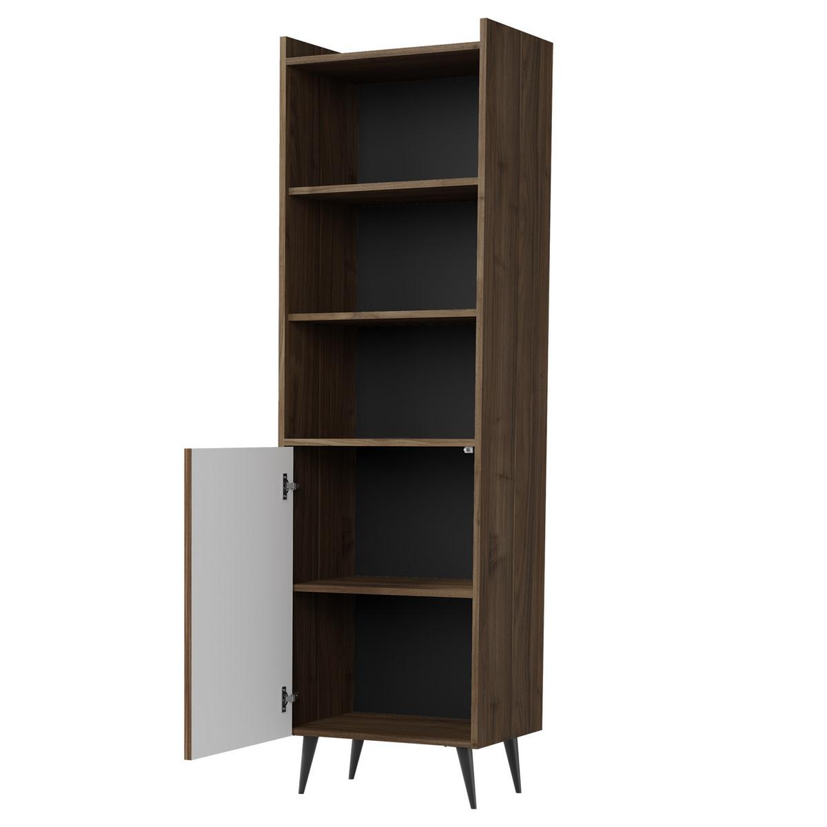WOHNWAND Amfali 4-teilig –Lowboard, Kommode, Regal und Couchtisch, Push-to-open, Frühlings-Eiche - Eichefarben/Schwarz, Holzwerkstoff/Metall (150/180/41cm) - Beautysofa