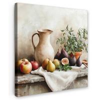 LEINWANDBILD Obst - Kräuter - Ländlich Deko Wohnzimmer 20x20 cm - Naturfarben, Textil (20/20cm) - MuchoWow