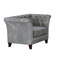 CHESTERFIELD-SESSEL Fusion Grau Samt - Braun/Grau, Holz/Textil (116/75/82cm) - S-Style Möbel