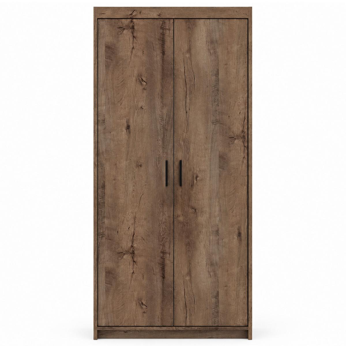 DREHTÜRENSCHRANK Elena mit 2 Türen, ohne Spiegel, Eiche Lefkas - Eichefarben, Holzwerkstoff (90/190/53cm) - Beautysofa
