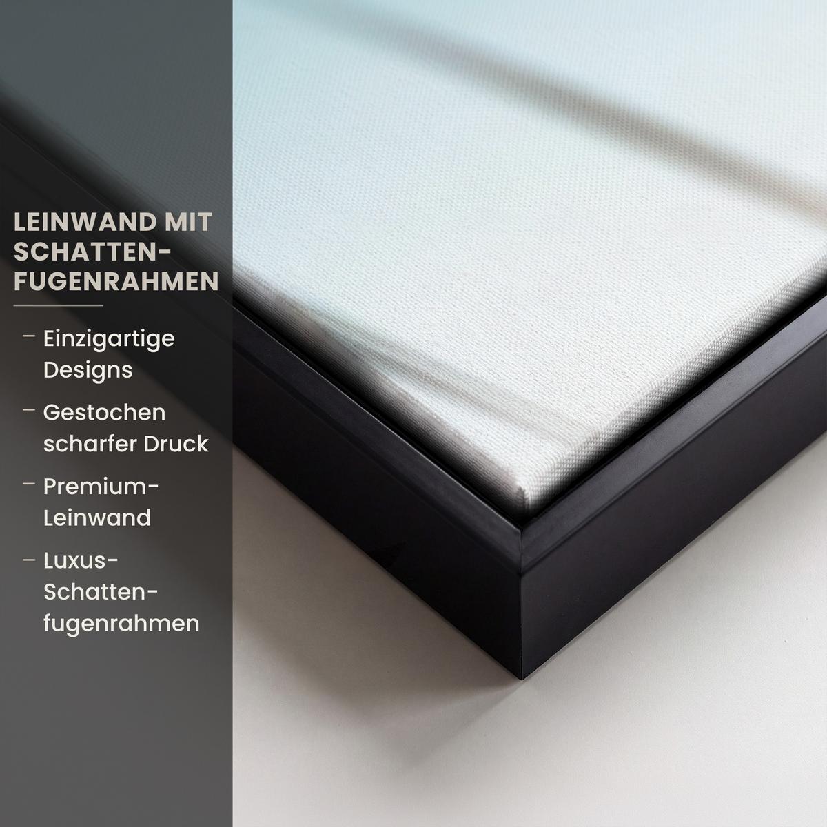 LEINWAND Bilder mit Rahmen - Ziergras - Wind - Hellbraun - 60x90 - Hellblau, Textil (60/90cm) - MuchoWow