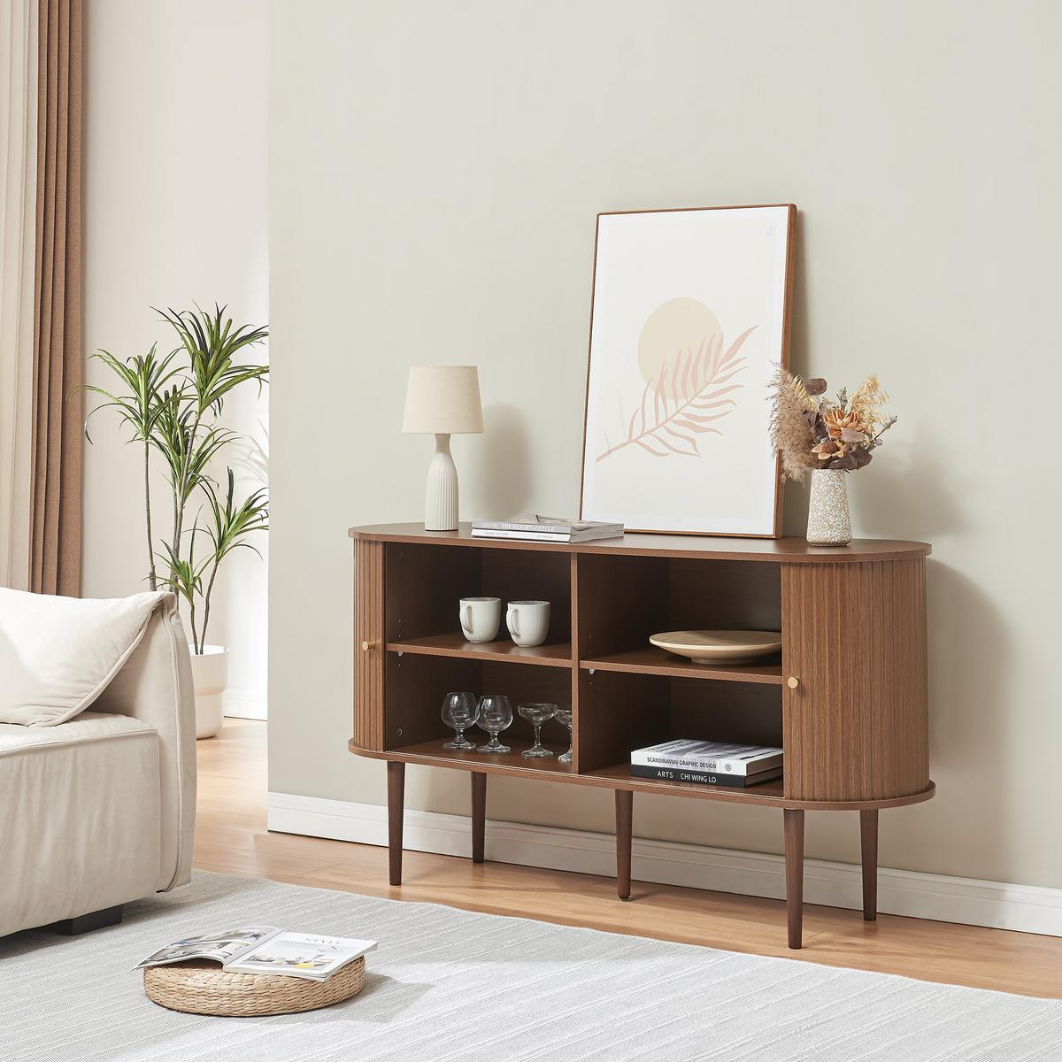 SIDEBOARD Mapia - Walnussfarben, Holzwerkstoff (140/75/40cm) - [en.casa]