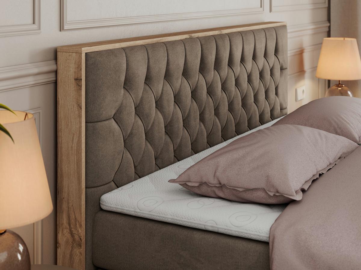 BOXSPRINGBETT AMORE KING 200/200 Braun Velvet - H3 - Braun, Holz/Textil (200/200cm) - MKS