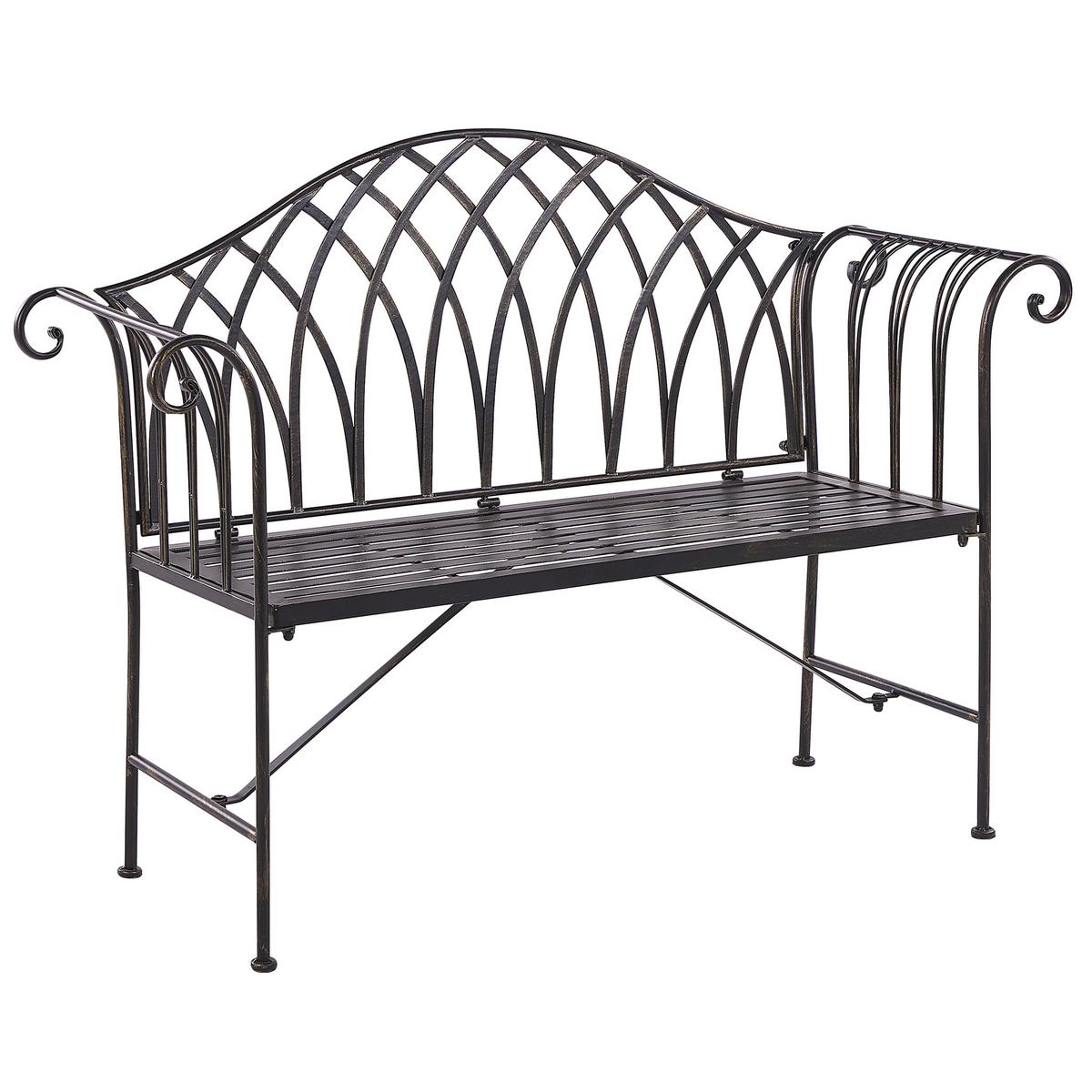 GARTENBANK Metall schwarz 130 cm Milazzo - Schwarz, Metall (130/94/45cm) - Beliani