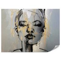 FOTOTAPETE für Wohnzimmer Frau Abstraktes Porträt Beton Modern Gold 500x350 - Gelb/Goldfarben, Papier (500/350cm) - Muralo