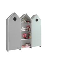 REGALSCHRANK Set Kania mit Standregal MDF+Holzwerkstoff Grau + Grün - Weiß/Grau, Holzwerkstoff (173/171/37cm) - 58aufmkessel