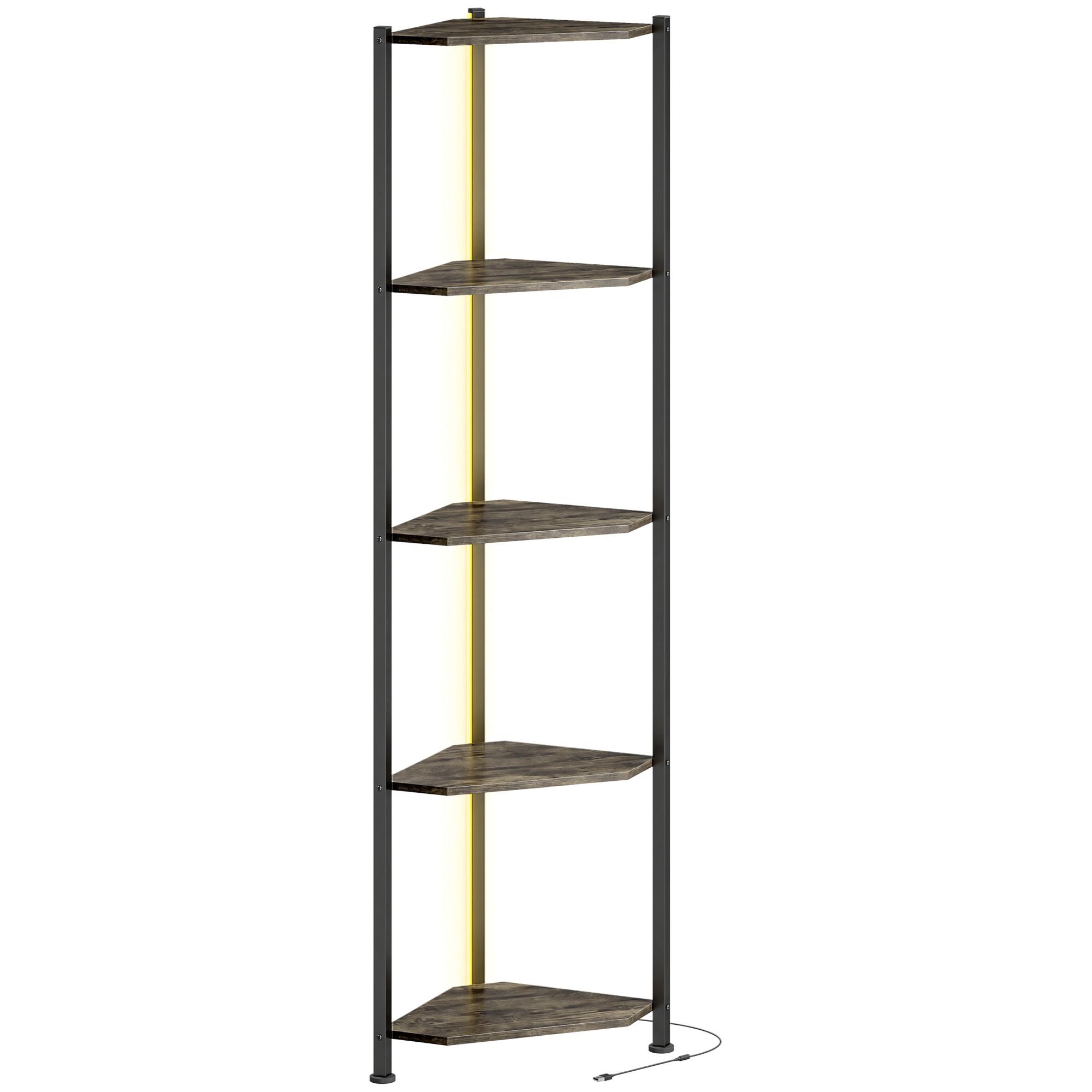 BÜCHERREGAL Spanplatte Stahl Rustikal Braun - Schwarz/Braun, Holzwerkstoff/Metall (32/147/32cm) - HOMCOM
