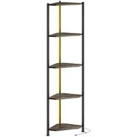 BÜCHERREGAL Spanplatte Stahl Rustikal Braun - Schwarz/Braun, Holzwerkstoff/Metall (32/147/32cm) - HOMCOM