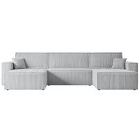 WOHNLANDSCHAFT mit Schlaffunktion und Bettkasten CELTIC-XLU - 377x143x83 cm Grau Cord - Schwarz/Grau, Holzwerkstoff/Kunststoff (377/83/143cm) - ALTDECOR