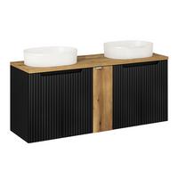 DOPPELWASCHTISCH 140cm Riva Schwarz und Holz - Schwarz, Holzwerkstoff (140/57/40cm) - Petits-meubles