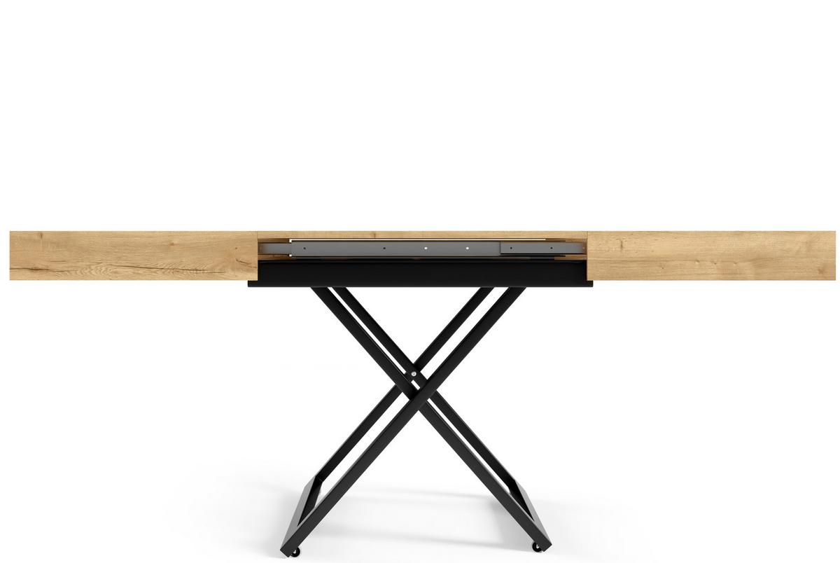 ESSTISCH UND COUCHTISCH IN EINEM Elano Halifax Eiche - Hellbraun/Schwarz, Holz/Metall (80/200/80cm) - S-Style Möbel