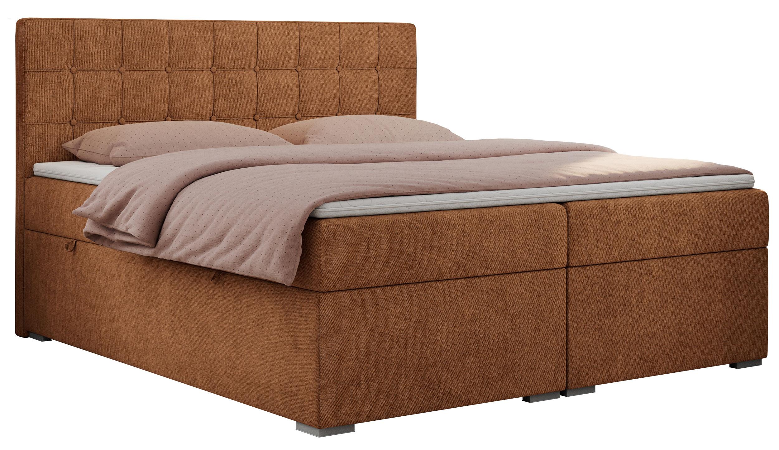 BOXBETT CARMEN 180/200 Orange Struktur - H3 - Orange, Holz/Textil (180/200cm) - MKS