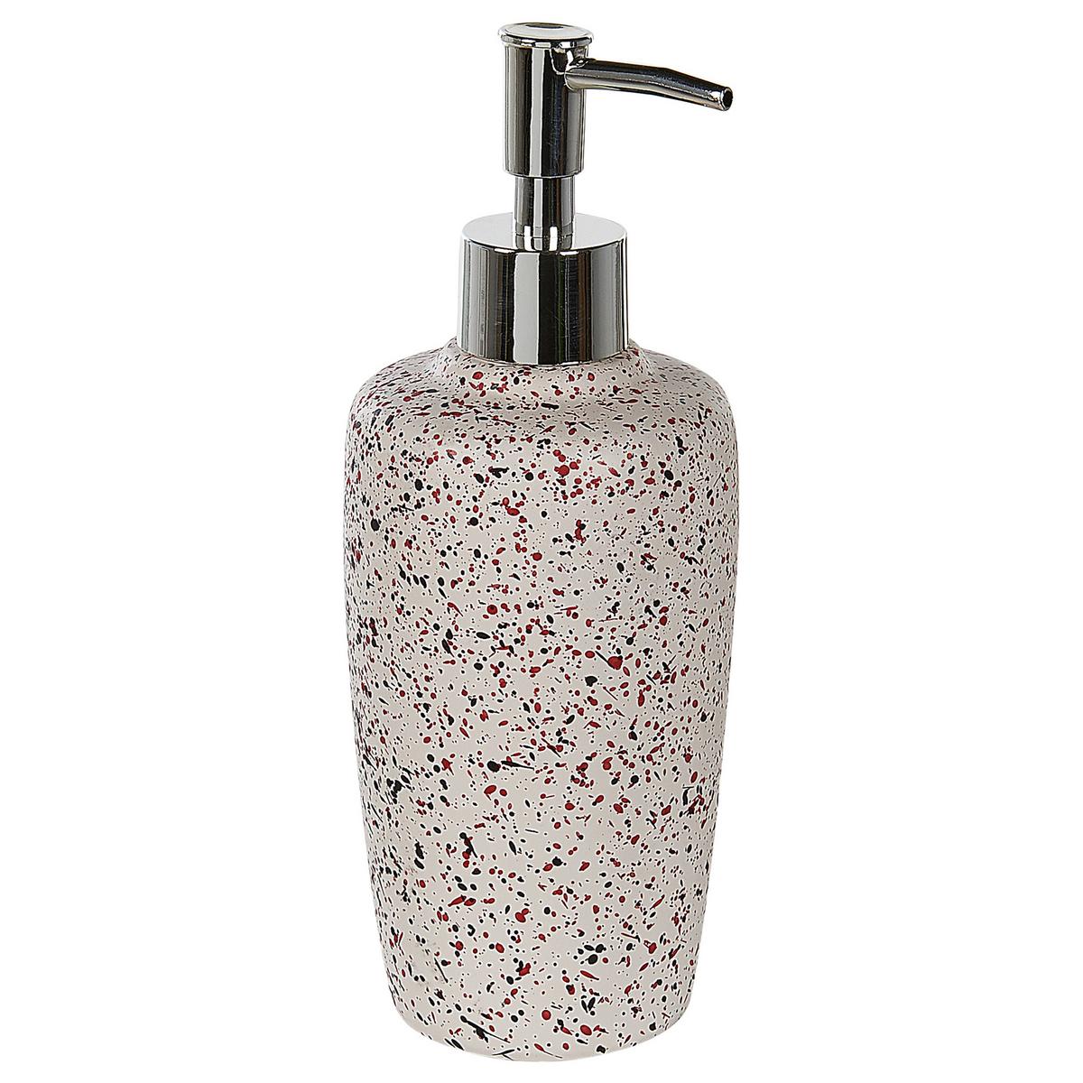 BADEZIMMER Set 6-teilig Keramik weiß Terrazzo Optik Palmilla - Rot/Schwarz, Stein (13/20/11cm) - Beliani