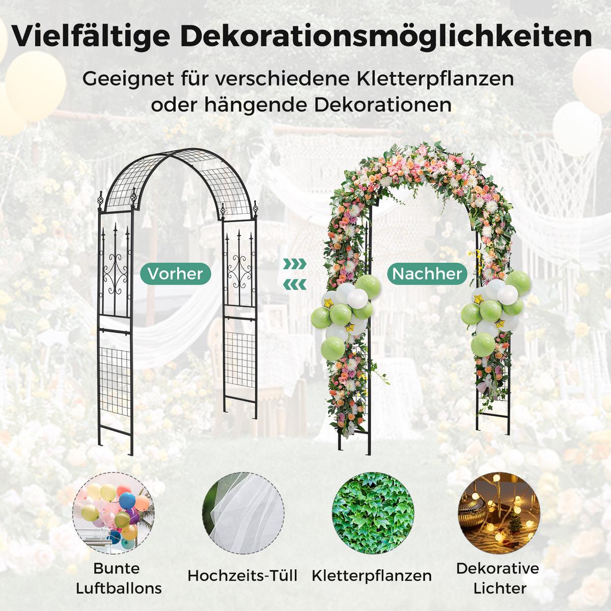 GARTENBOGEN Schwarz - Schwarz, Metall (143/234/40cm) - COSTWAY