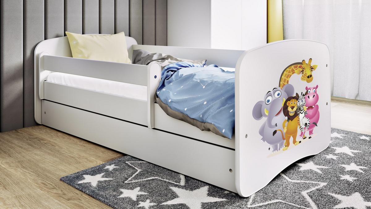 KINDERBETT ZOO mit Schublade und Matratze 160/80 - Weiß, Holzwerkstoff (80/160cm) - RAUMHIRSCH FURNITURE