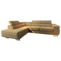 ECKSOFA APIRO L-S Gelb Kordstoff mit Schlaffunktion - Gelb/Silberfarben, Holz/Textil (276/202cm) - MASSENO