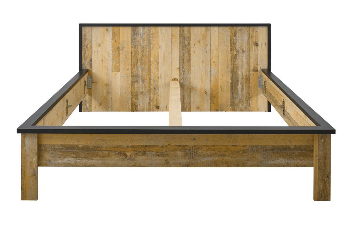 BETT Used Wood hell, Anthrazit, Doppelbett Liegefläche 180 x 200 cm - Eichefarben/Anthrazit, Holzwerkstoff/Metall (180/200cm) - Furn.Design