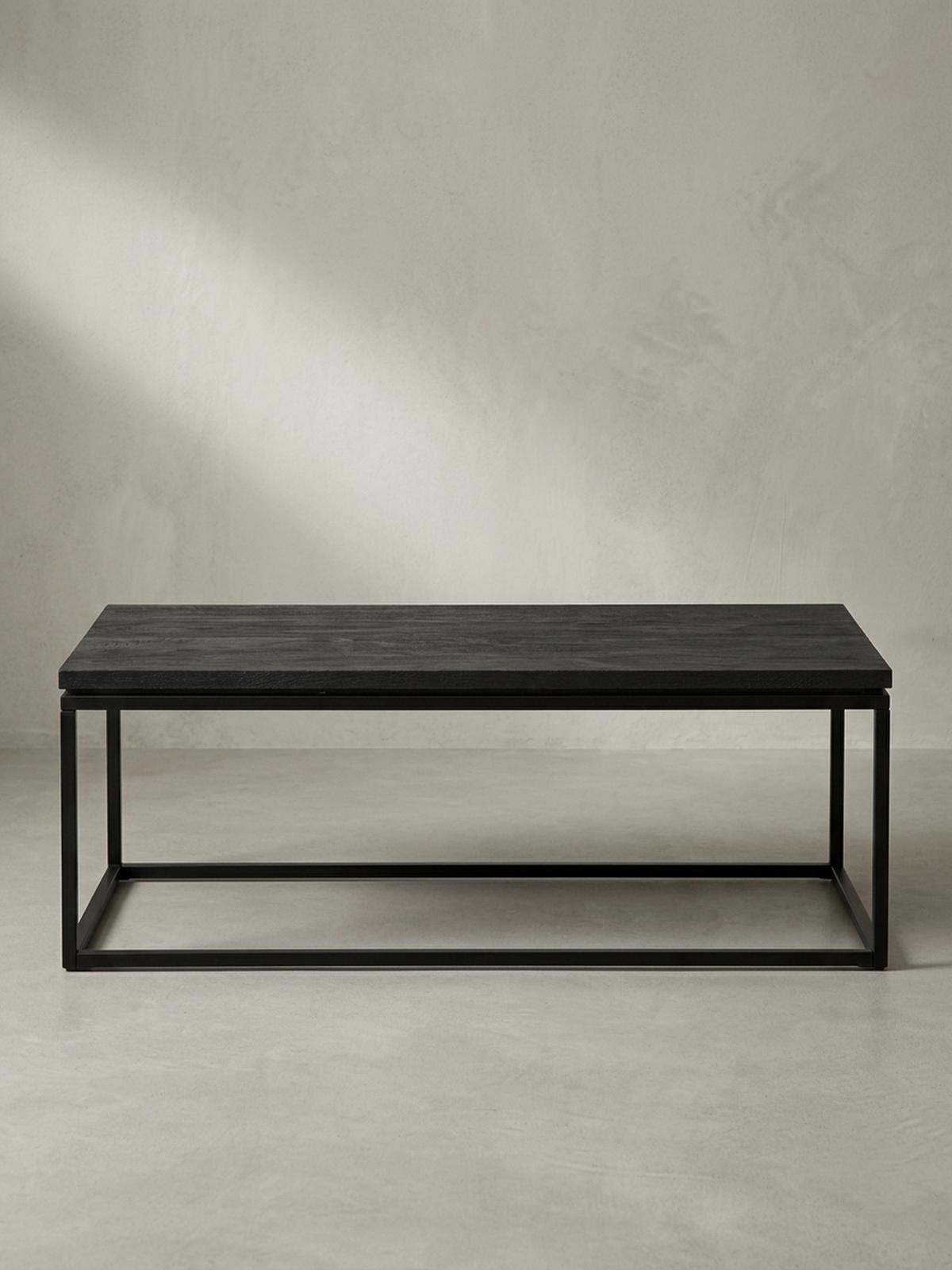 COUCHTISCH aus Mango Massivholz und Metall, Quadratisch, Natürliche Holzmaserung, Schwarz 120 x 60 x 40 cm - Schwarz, Holz/Metall (60/120/40cm) - KADIMA DESIGN